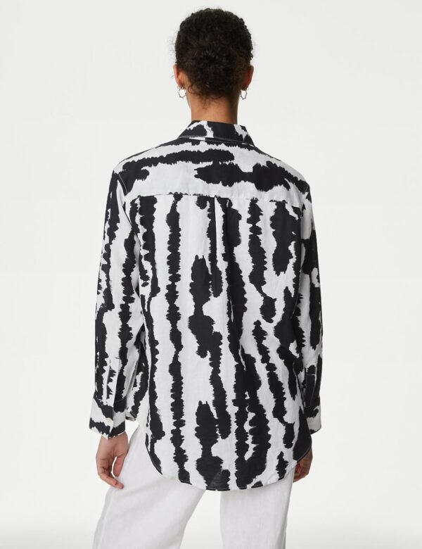 Marks & Spencer Women's Linen Relaxed Fit Long Sleeves Shirt - Image 4