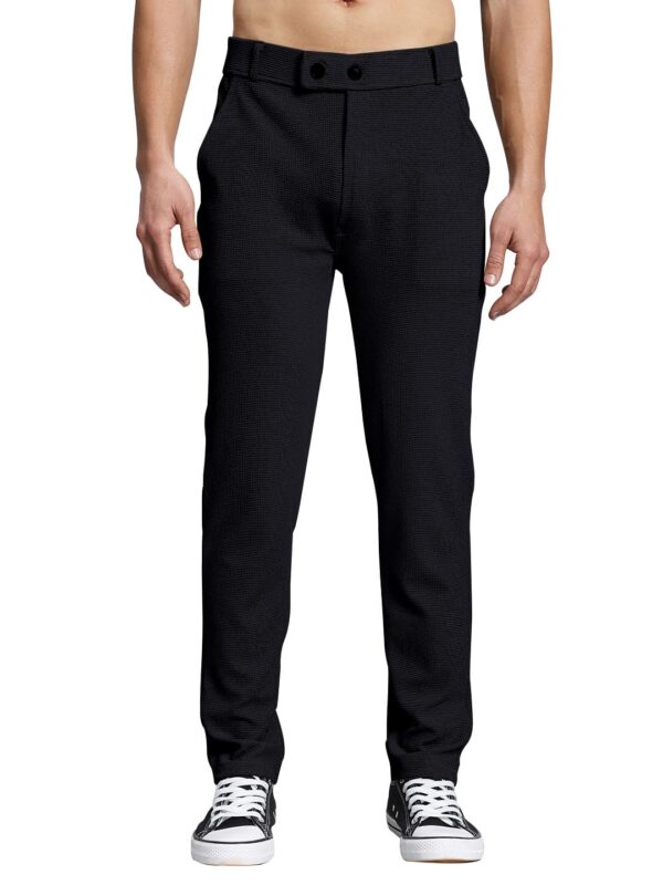 Mehrang Casual Textured Slim Fit Trousers, Side Pockets