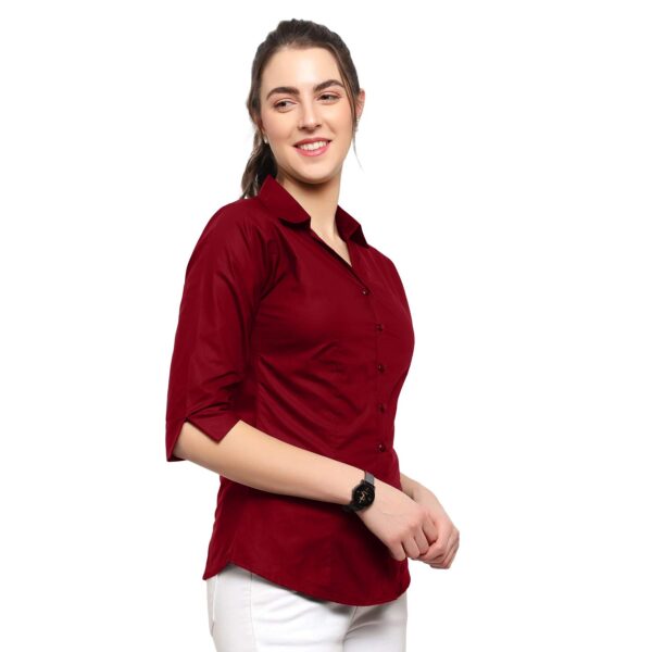 Blue Ronin Women Casual Shirts | Casual Shirts for Women Stylish Western | Official Shirts for Women Formal | Regular Fit 3/4 Solid Sleeve Shirts for Women Stylish (Maroon) - Image 6
