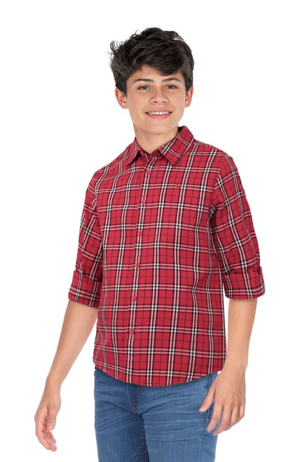 Allen Solly Boys Cotton Regular Fit Checkered Full Sleeve Casual Shirt - Image 3