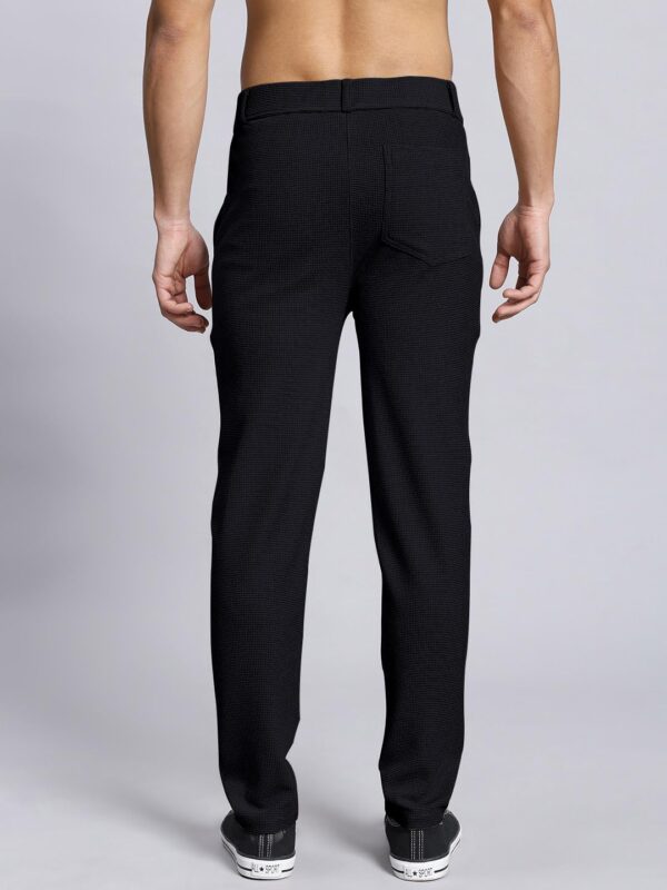 Mehrang Casual Textured Slim Fit Trousers, Side Pockets - Image 2
