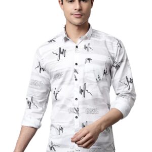 Majestic Man Men's Cotton Slim Fit Printed Casual Shirt