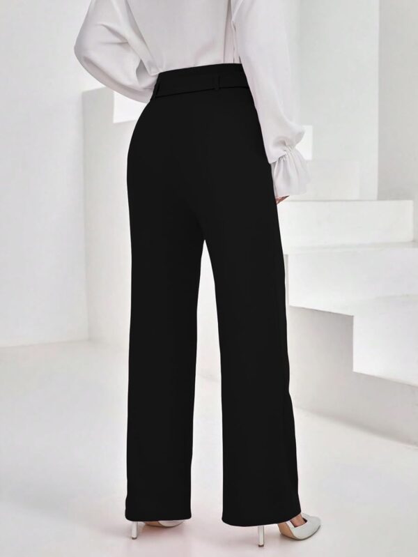 Shasmi Women's High Rise Elegant Solid High Waisted Belted Toothpick Stripe Design Straight Loose Casual Pants, Minimalist Stylish Design, Suitable for Summer Vacation (Pant 185) - Image 2