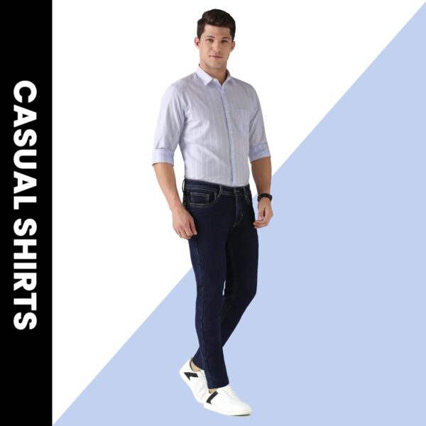 Peter England Men Cotton Slim Fit Stripe Shirt - Image 4