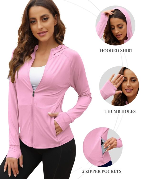 Fashiol Summer Jackets for Women Lightweight Protection UPF 50+ Zipper Long Sleeve UV Hoodie Outdoor Athletic Jacket With Pockets - Image 4