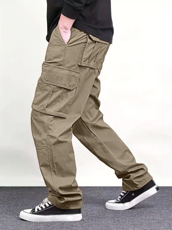 Vogaan Casual Solid Men's Loose Fit Drawstring Cargo Pants with Multiple Pockets | Cotton Cargos for Men - Image 2