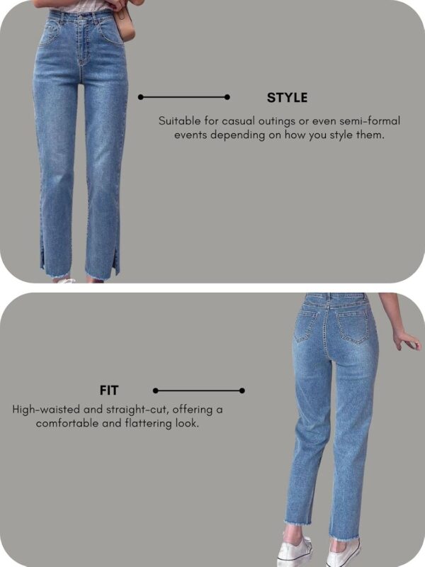 GRECIILOOKS Women's Regular Fit High Rise Jeans | Pant | Baggy | High Waist | Bell Bottom Jeans - Image 4