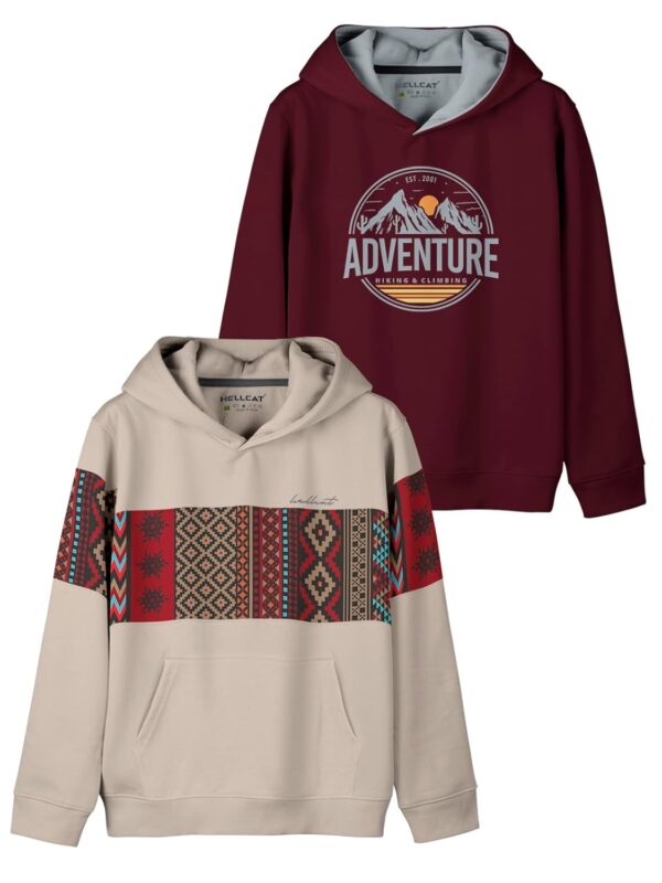 HELLCAT Printed Cotton Blend Hoodie Sweatshirt for Boys - Pack of 2