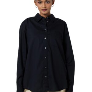 GAP Women's Solid Loose Fit Full Sleeves Collared Blouse