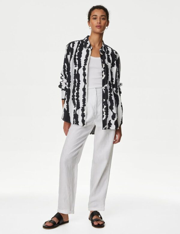 Marks & Spencer Women's Linen Relaxed Fit Long Sleeves Shirt - Image 3