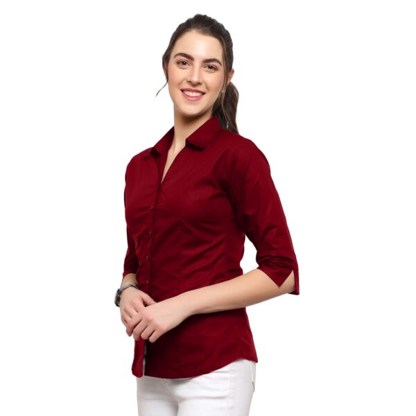 Blue Ronin Women Casual Shirts | Casual Shirts for Women Stylish Western | Official Shirts for Women Formal | Regular Fit 3/4 Solid Sleeve Shirts for Women Stylish (Maroon) - Image 3