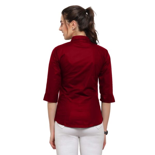 Blue Ronin Women Casual Shirts | Casual Shirts for Women Stylish Western | Official Shirts for Women Formal | Regular Fit 3/4 Solid Sleeve Shirts for Women Stylish (Maroon) - Image 2