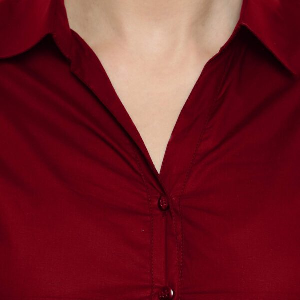 Blue Ronin Women Casual Shirts | Casual Shirts for Women Stylish Western | Official Shirts for Women Formal | Regular Fit 3/4 Solid Sleeve Shirts for Women Stylish (Maroon) - Image 4