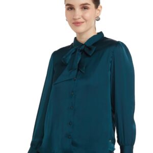 Allen Solly Women Polyester Regular Fit Solid Tie-Up Full Sleeve Shirt