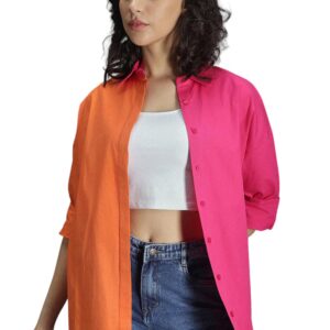 HIGH STAR Classic Colourblocked Oversized Pure Cotton Casual Shirt