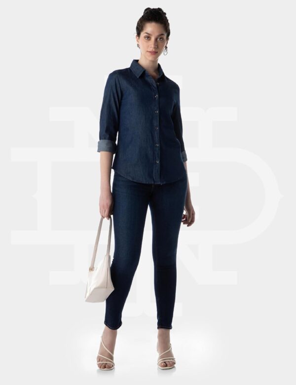 INKD Women's Full Sleeve Casual Denim Shirt - 100% Cotton | Front Button Detailing | Regular Fit - Image 6