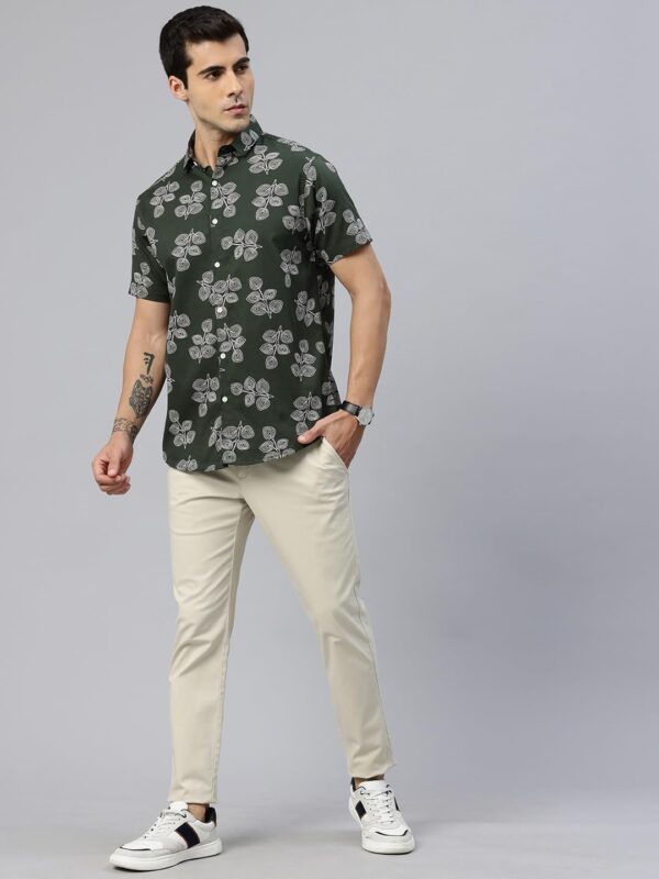 Majestic Man Slim Fit Floral Printed Pure Cotton Casual Half Sleeve Shirt - Image 5