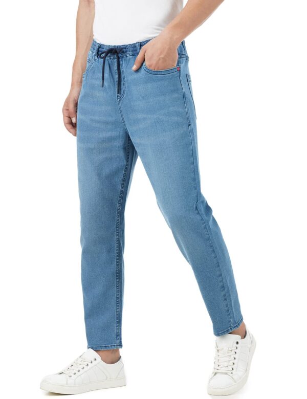 INKD Men's Jogger Jeans - Mid-Rise | Cotton Blend | Stretchable Fabric| Elasticated Waistband | Classic 5 Pocket Styling | Jeans for Men - Image 3