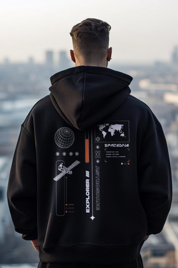 NOBERO Oversized Hoodies for Man Stylish | 280 GSM Rich Cotton Fleece Printed Oversized Fit Hooded Full Sleeve Oversized Sweatshirt for Men | Stylish Casual Wear Winter Hoodies for Men - Image 3