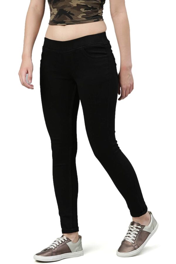 ADBUCKS Women's Slim Fit Mid Rise Jeggings -, Skinny, Wide Leg Jean, Elasticated - Image 2