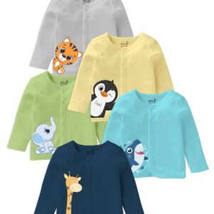 minicult Set of Cotton Unisex Front Open T-Shirt with snap Buttons Pack 5 jhabla