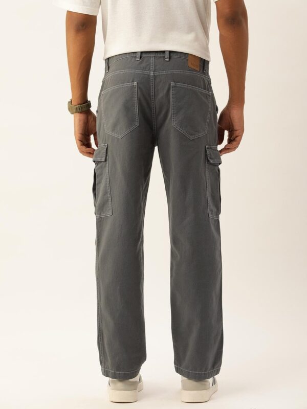 BENE KLEED Men Solid Relaxed Fit Contrast Threads Cargo Trousers - Image 3