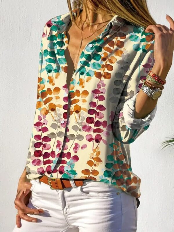 Gufrina Women's Casual Long Sleeve Floral Print Shirt - Stylish Everyday Wear with Lapel Collar and Button-Down Design - Image 6