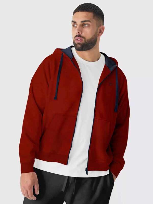 Urbano Plus Men's Cotton Zippered Hooded Casual Winterwear Sweatshirt - Image 2