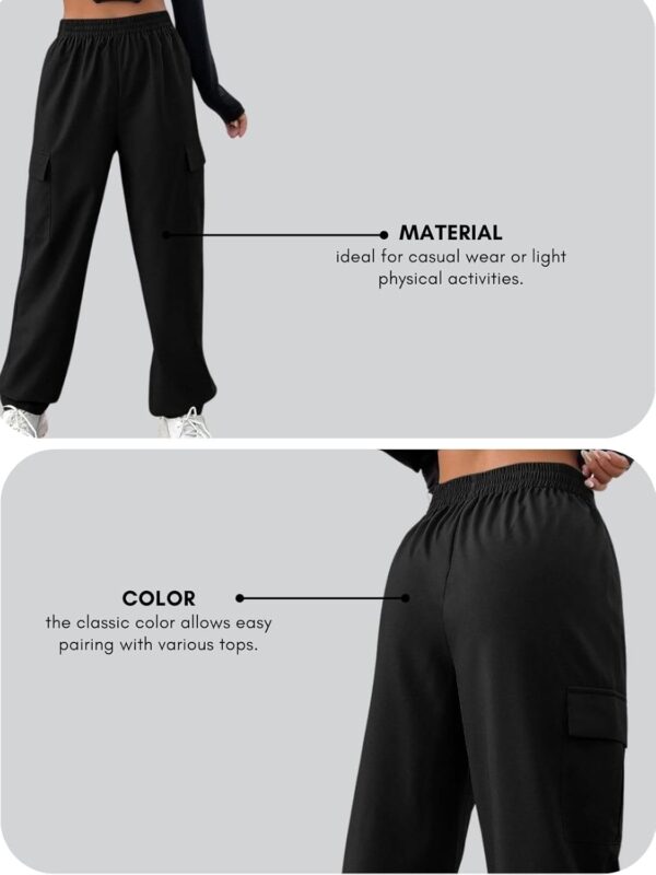 Leriya Fashion Womens High Rise Cargo Pants | Trousers | High-Waisted | Pants | Korean Trousers | Baggy Cargo - Image 4