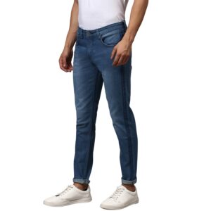 Campus Sutra Men's Slim Fit Side Stripe Light Shade Blue Stretchable Denim Jeans