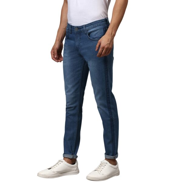 Campus Sutra Men's Slim Fit Side Stripe Light Shade Blue Stretchable Denim Jeans