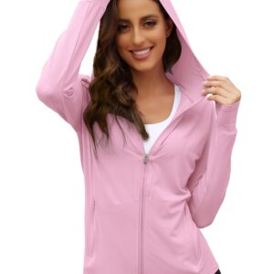 Fashiol Summer Jackets for Women Lightweight Protection UPF 50+ Zipper Long Sleeve UV Hoodie Outdoor Athletic Jacket With Pockets