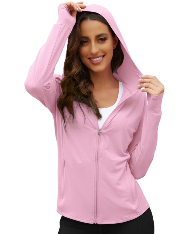 Fashiol Summer Jackets for Women Lightweight Protection UPF 50+ Zipper Long Sleeve UV Hoodie Outdoor Athletic Jacket With Pockets