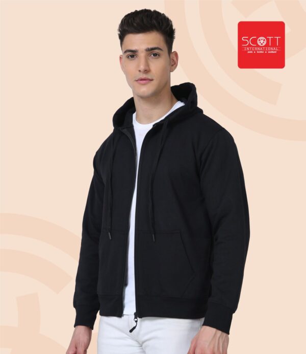 Scott International Hoodies for Men Winter Jackets for Man Sports Gym Jacket Cotton Sweatshirt with Zip Hoodies for Mens Stylish Black - Image 4
