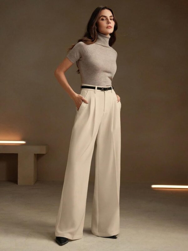 KOTTY Women's Solid|Button|Wide Leg Style|High Rise|Office wear Pant - Image 2