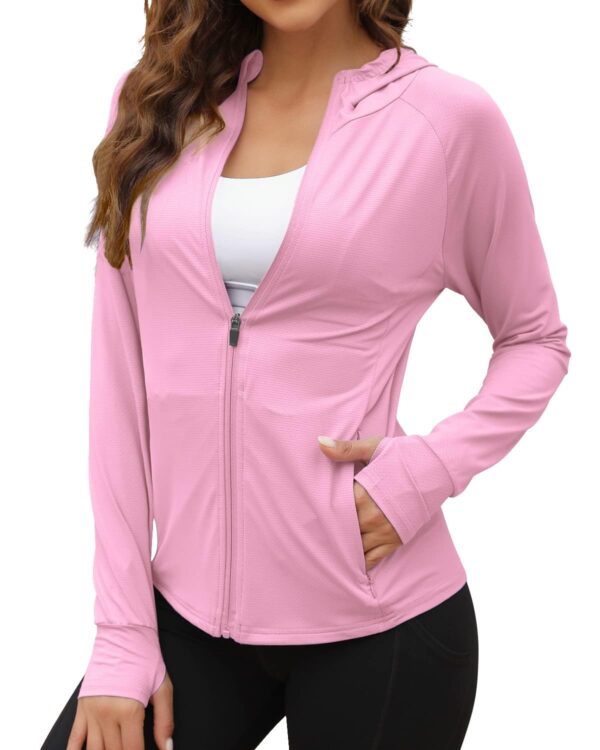 Fashiol Summer Jackets for Women Lightweight Protection UPF 50+ Zipper Long Sleeve UV Hoodie Outdoor Athletic Jacket With Pockets - Image 3