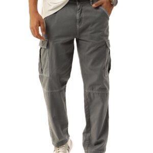 BENE KLEED Men Solid Relaxed Fit Contrast Threads Cargo Trousers