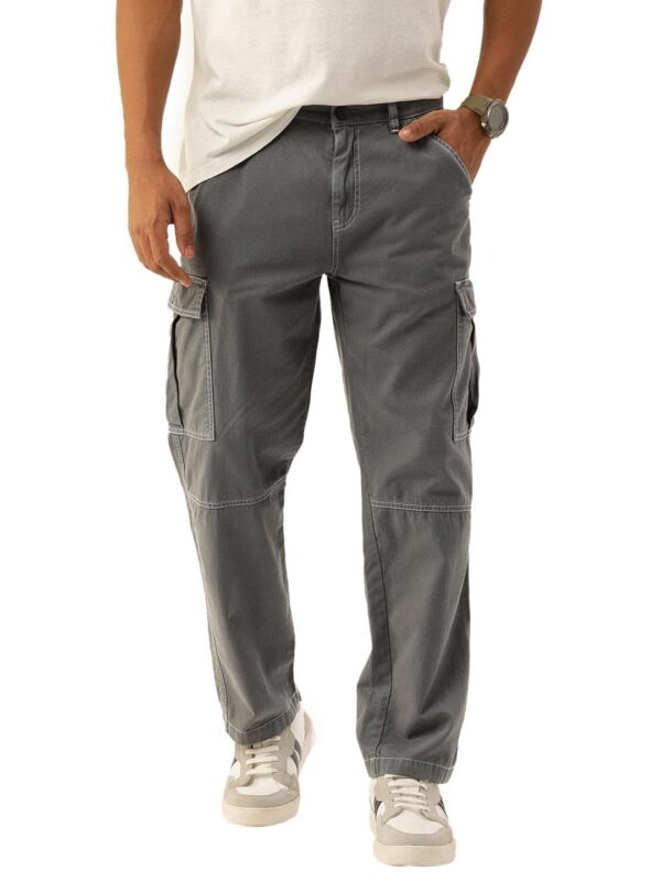 BENE KLEED Men Solid Relaxed Fit Contrast Threads Cargo Trousers