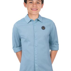 Allen Solly Boys Cotton Regular Fit Solid Full Sleeve Shirt with Badge