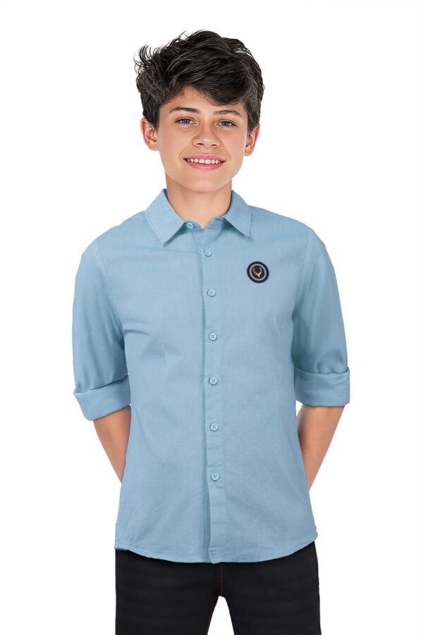 Allen Solly Boys Cotton Regular Fit Solid Full Sleeve Shirt with Badge