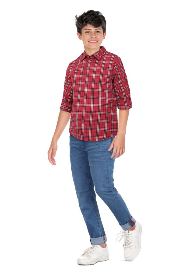 Allen Solly Boys Cotton Regular Fit Checkered Full Sleeve Casual Shirt - Image 5