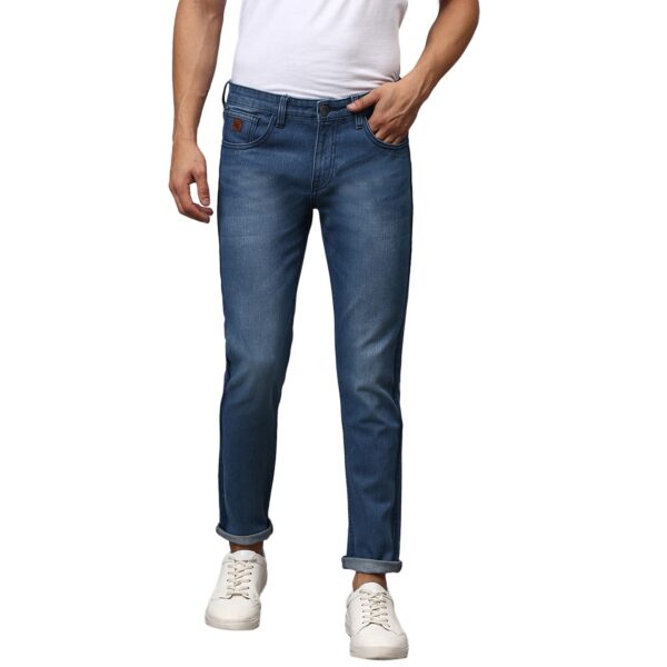 Campus Sutra Men's Slim Fit Side Stripe Light Shade Blue Stretchable Denim Jeans - Image 2