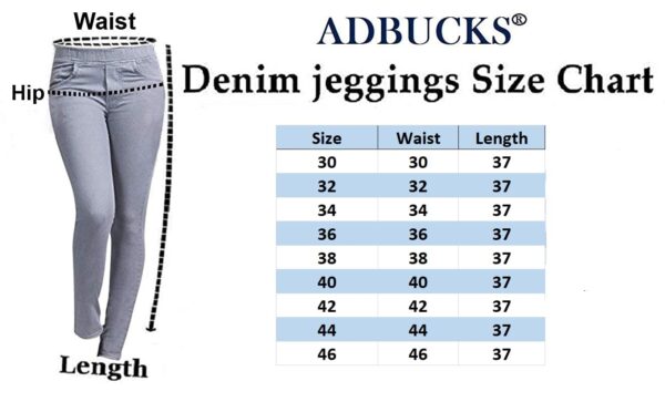 ADBUCKS Women's Slim Fit Mid Rise Jeggings -, Skinny, Wide Leg Jean, Elasticated - Image 5