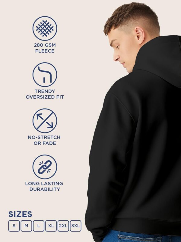 NOBERO Oversized Hoodies for Man Stylish | 280 GSM Rich Cotton Fleece Solid Oversized Fit Hooded Full Sleeve Oversized Sweatshirt for Men | Stylish Casual Wear Winter Hoodies for Men - Image 8