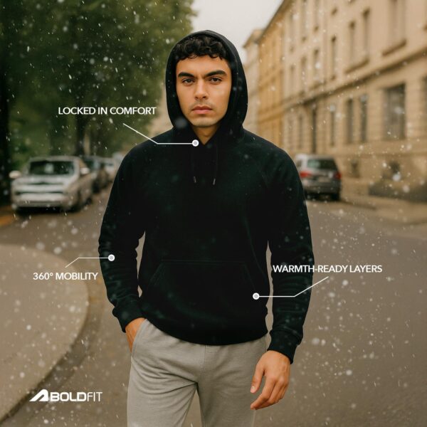 Boldfit Hoodies for Man Casual Wear Sweatshirt for Man High Neck Hoodies for Men Regular Fit Sweatshirts for Men Daily Use Hoodie for Boys Stylish Winter Wear - Image 3