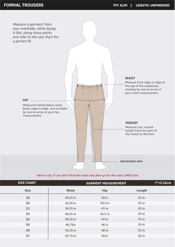 Amazon Brand - Symbol Men's Stretchable Formal Pants | Trousers (Slim Fit) - Image 6