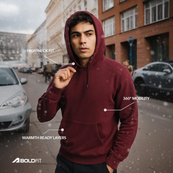 Boldfit Hoodies for Man Casual Wear Sweatshirt for Man High Neck Hoodies for Men Regular Fit Sweatshirts for Men Daily Use Hoodie for Boys Stylish Winter Wear - Image 2