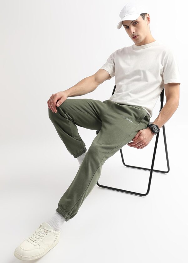 Alan Jones Clothing Men's Regular Fit Mid Rise Fleece Jogger Regular Pants For Winterwear - Image 3