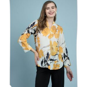 Mubeno Women's Floral Printed Poly Rayon Tops for Women | Stylish Jeans Top Shirt Woman & Girls | Regular Officewear | Casual | Ethnic | Summer