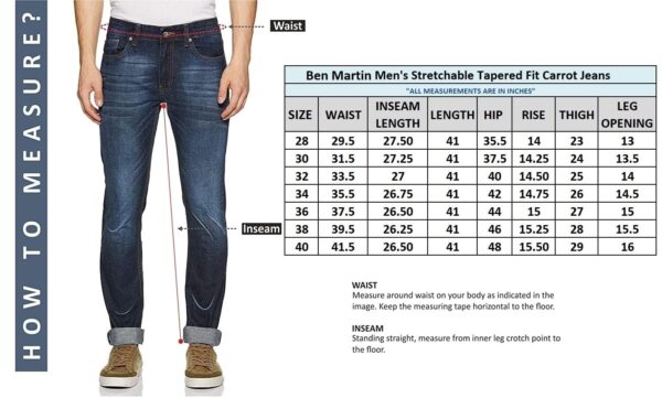 Ben Martin Men's Tapered Fit Jeans || Carrot Fit Jean's for Men || Relax Fit Denim for Man || High Rise Stretchable Casual Jean:s || Narrow Bottom Jean s for Men:s || Jeans for Men-s, - Image 5